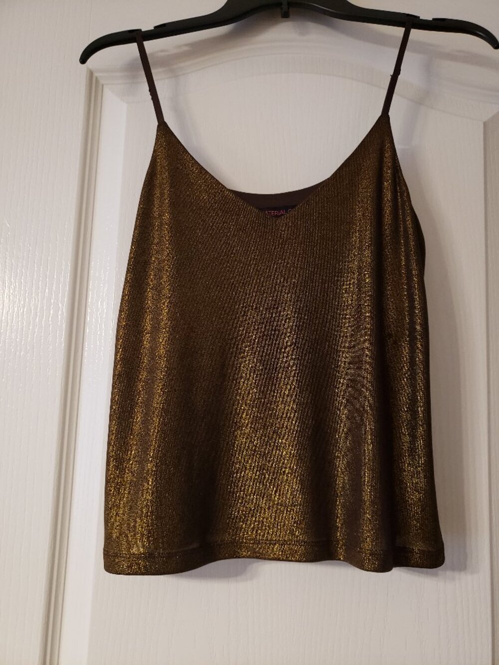 Material Girl by Macy's Bronze Sparkly Lined Cami Shell Size S